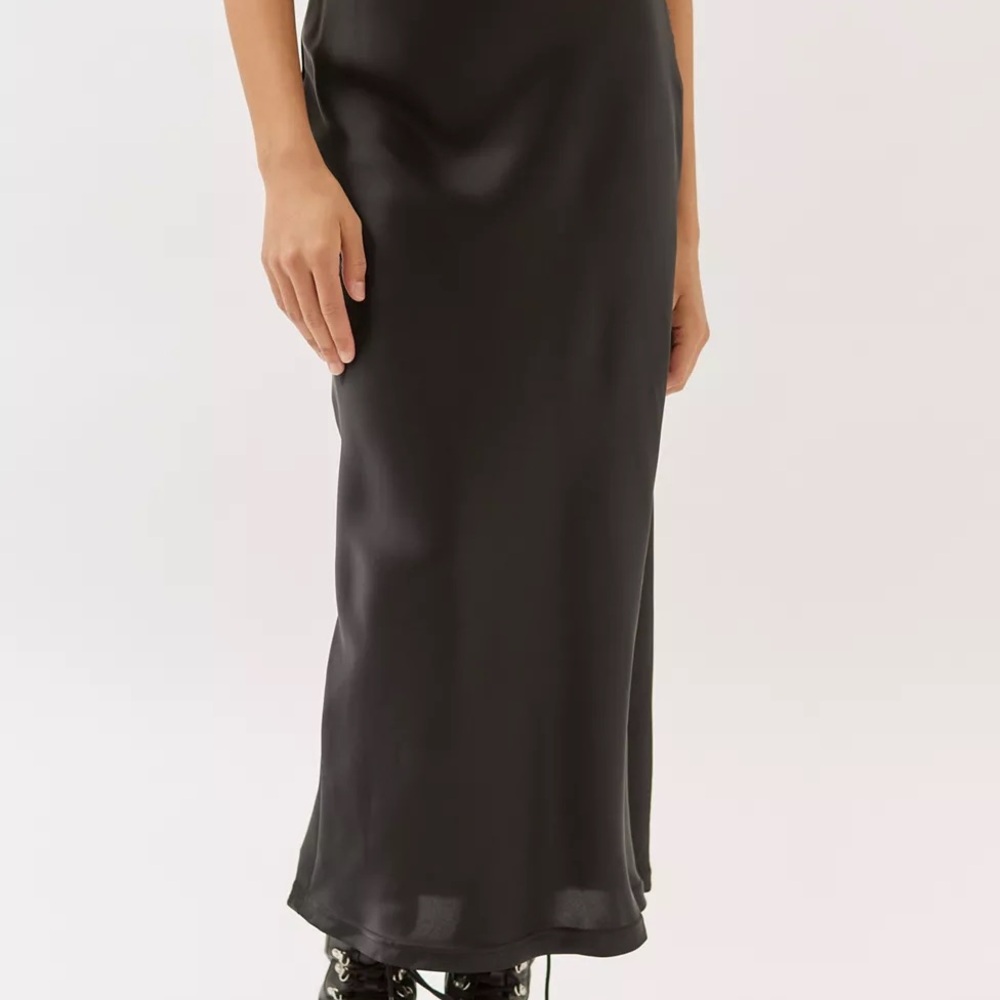 UO Satin Maxi Skirt with thigh high slit